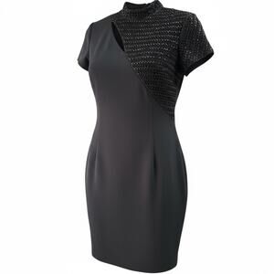 Liz Claiborne Black Beaded  Dress  Womens  size 6 Elegant Evening.